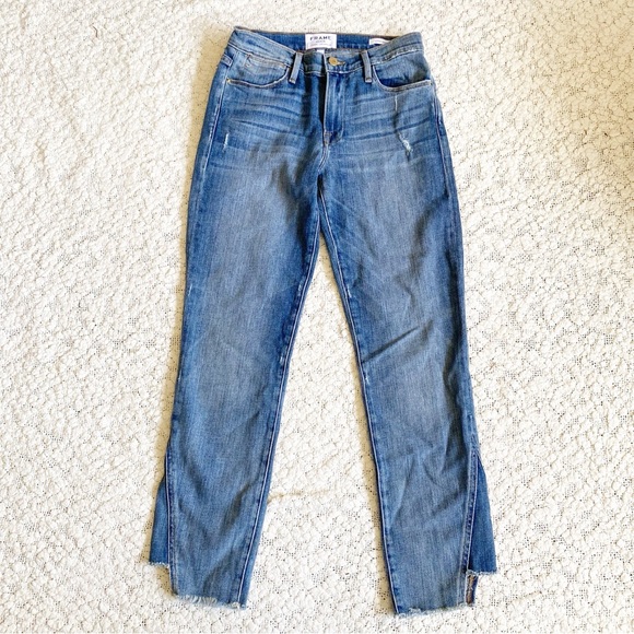 Frame Le High Straight Jeans, Beaudry Distressed Step Hem, 24 - Picture 2 of 15